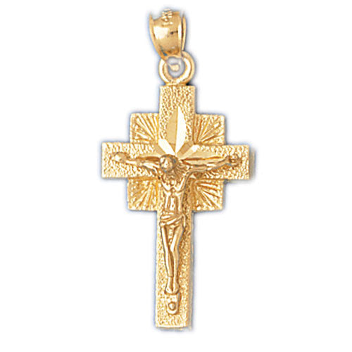 14K GOLD RELIGIOUS CHARM - CRUCIFIX #8517