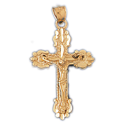 14K GOLD RELIGIOUS CHARM - CRUCIFIX #8531