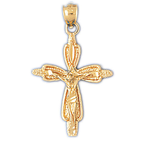 14K GOLD RELIGIOUS CHARM - CRUCIFIX #8532
