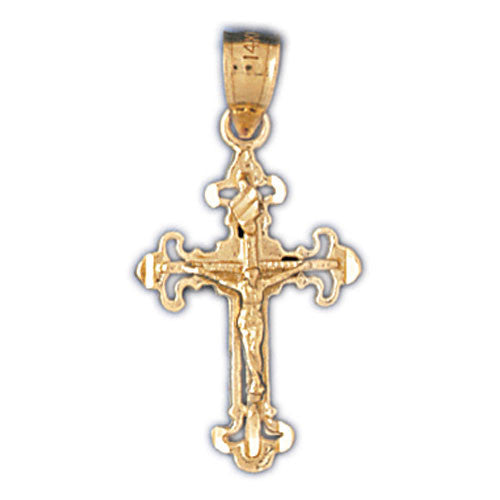 14K GOLD RELIGIOUS CHARM - CRUCIFIX #8540