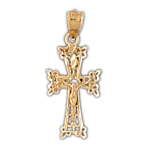 14K GOLD RELIGIOUS CHARM - CRUCIFIX #8541