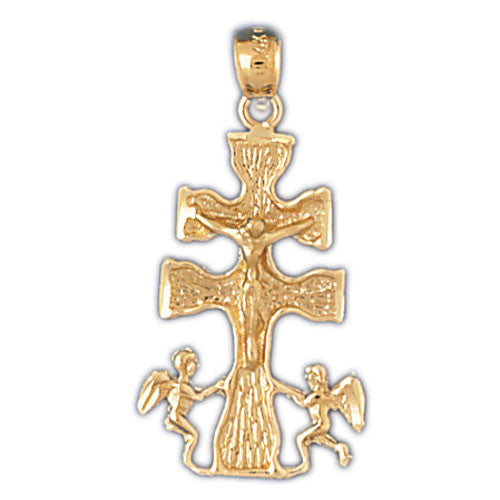14K GOLD RELIGIOUS CHARM - CRUCIFIX #8548