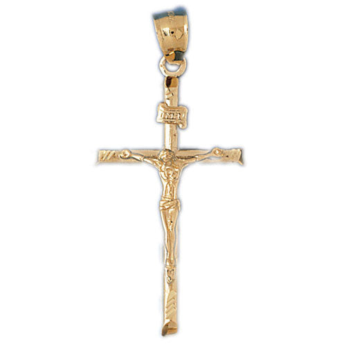 14K GOLD RELIGIOUS CHARM - CRUCIFIX #8553