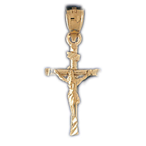 14K GOLD RELIGIOUS CHARM - CRUCIFIX #8556