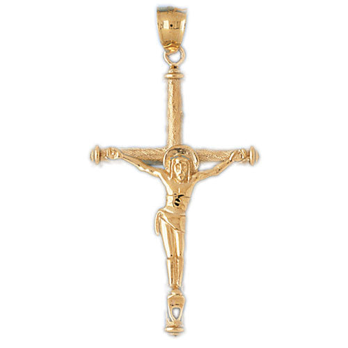 14K GOLD RELIGIOUS CHARM - CRUCIFIX #8560