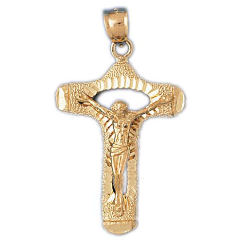 14K GOLD RELIGIOUS CHARM - CRUCIFIX #8566