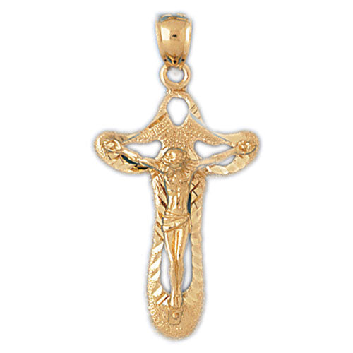 14K GOLD RELIGIOUS CHARM - CRUCIFIX #8567