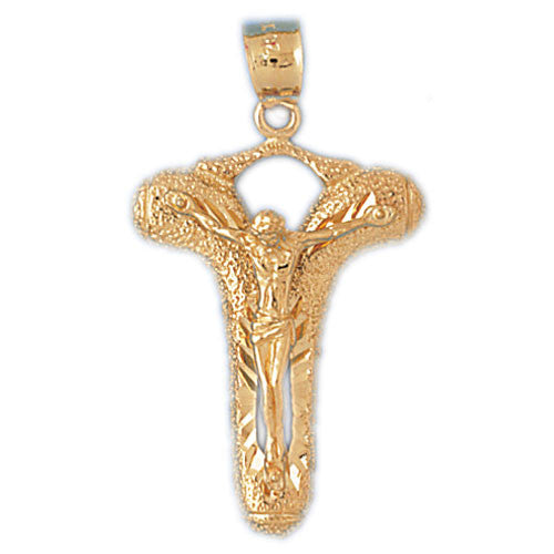 14K GOLD RELIGIOUS CHARM - CRUCIFIX #8568