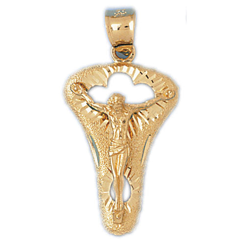 14K GOLD RELIGIOUS CHARM - CRUCIFIX #8569