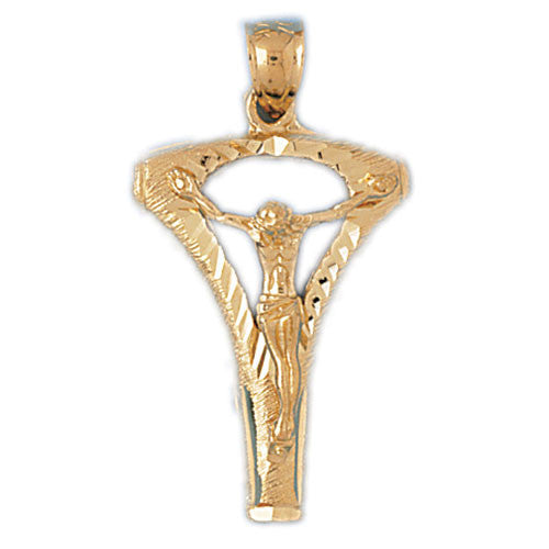 14K GOLD RELIGIOUS CHARM - CRUCIFIX #8570