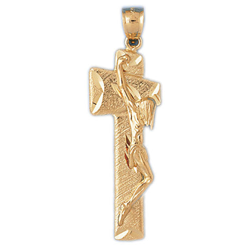 14K GOLD RELIGIOUS CHARM - CRUCIFIX #8573