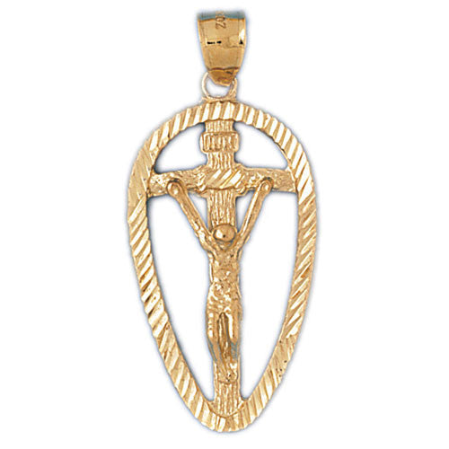 14K GOLD RELIGIOUS CHARM - CRUCIFIX #8575