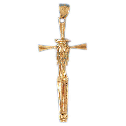 14K GOLD RELIGIOUS CHARM - CRUCIFIX #8577