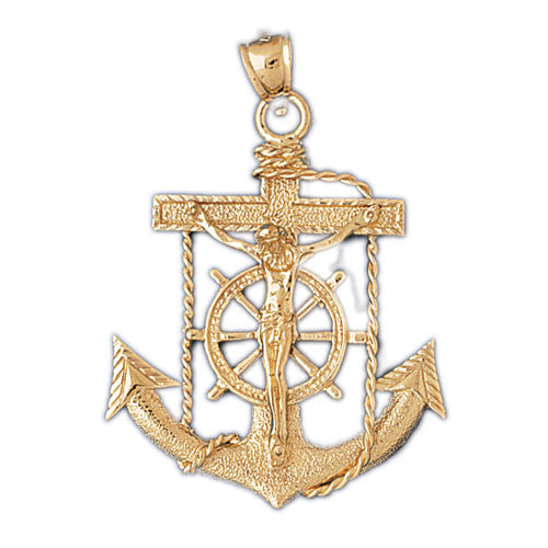 14K GOLD RELIGIOUS CHARM - MARINER CROSS #7827