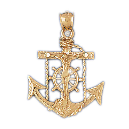 14K GOLD RELIGIOUS CHARM - MARINER CROSS #7829
