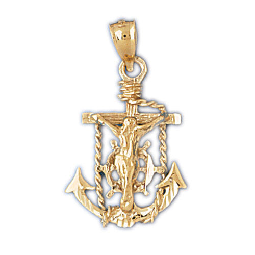 14K GOLD RELIGIOUS CHARM - MARINER CROSS #7831