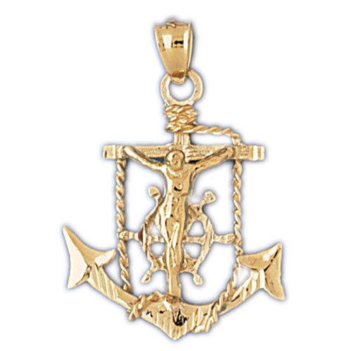 14K GOLD RELIGIOUS CHARM - MARINER CROSS #7832