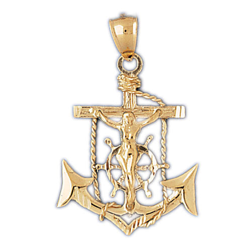 14K GOLD RELIGIOUS CHARM - MARINER CROSS #7833