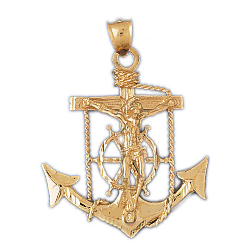 14K GOLD RELIGIOUS CHARM - MARINER CROSS #7834