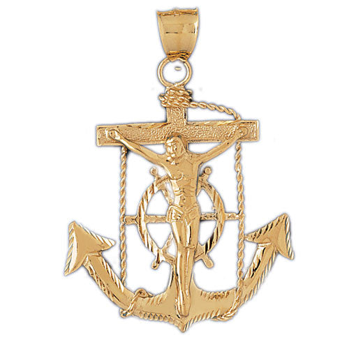 14K GOLD RELIGIOUS CHARM - MARINER CROSS #7835