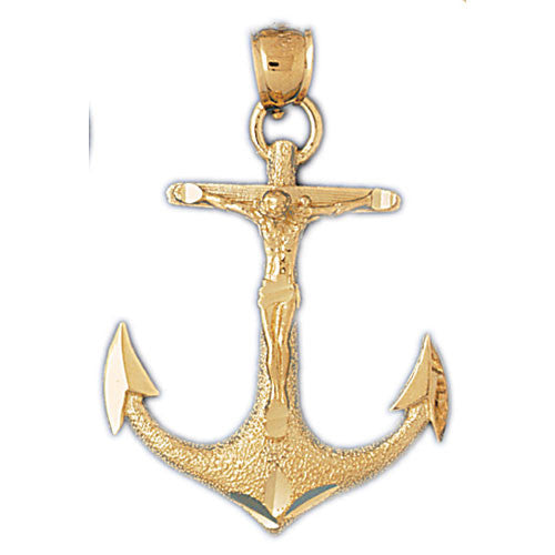 14K GOLD RELIGIOUS CHARM - MARINER CROSS #7838