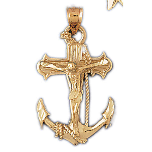 14K GOLD RELIGIOUS CHARM - MARINER CROSS #7839