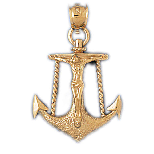 14K GOLD RELIGIOUS CHARM - MARINER CROSS #7840