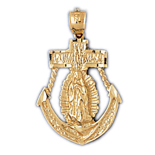 14K GOLD RELIGIOUS CHARM - MARINER CROSS #7842
