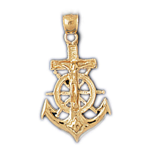 14K GOLD RELIGIOUS CHARM - MARINER CROSS #7844