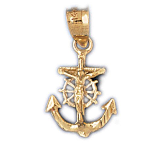 14K GOLD RELIGIOUS CHARM - MARINER CROSS #7845
