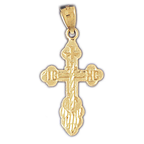 14K GOLD RELIGIOUS CHARM - SMALL RUSSIAN CROSS #8236