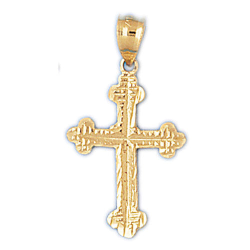 14K GOLD RELIGIOUS CHARM - SMALL TREFLEE CROSS #8175