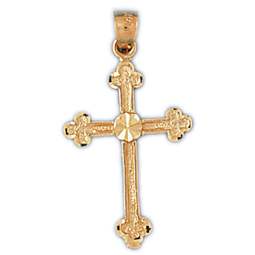 14K GOLD RELIGIOUS CHARM - SMALL TREFLEE CROSS #8179