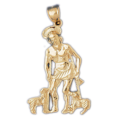 14K GOLD RELIGIOUS CHARM - ST. LAZARUS #8823