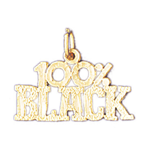 14K GOLD SAYING CHARM - 100% BLACK #10439