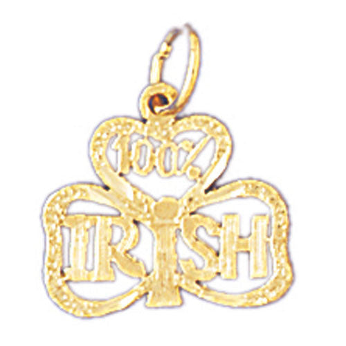 14K GOLD SAYING CHARM - 100% IRISH #10453