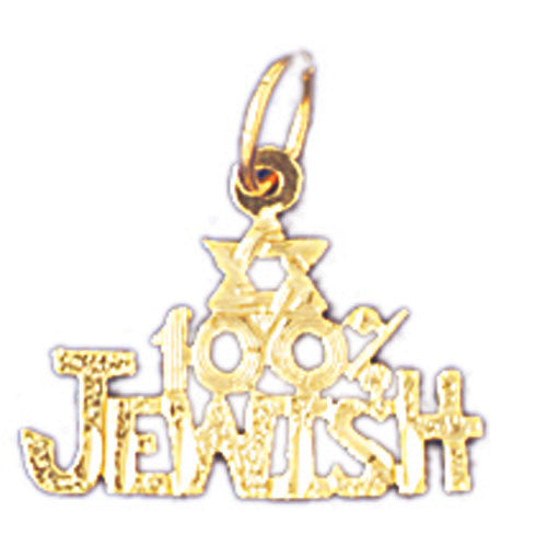 14K GOLD SAYING CHARM - 100% JEWISH #10442