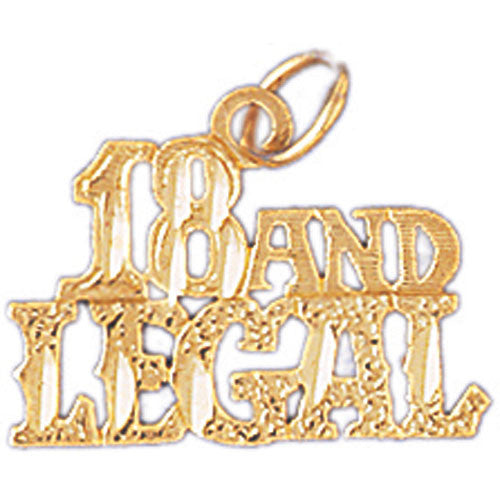 14K GOLD SAYING CHARM - 18 AND LEGAL #9686