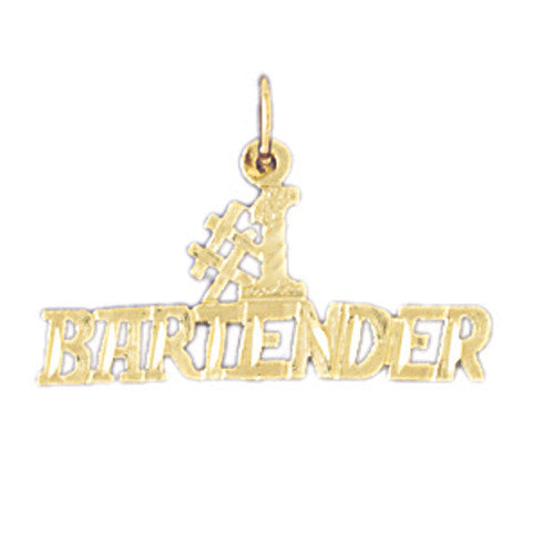 14K GOLD SAYING CHARM - #1 BARIENDER #10767