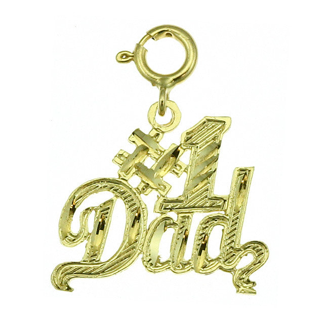 14K GOLD SAYING CHARM - #1 DAD #9868