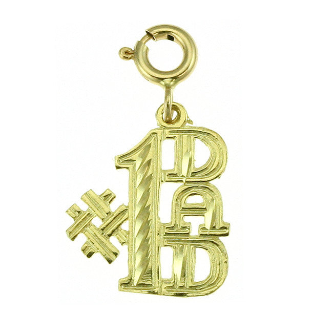 14K GOLD SAYING CHARM - #1 DAD #9872