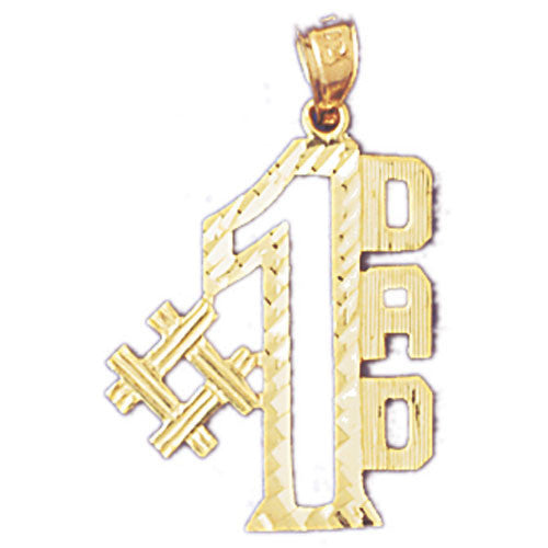 14K GOLD SAYING CHARM - #1 DAD #9878