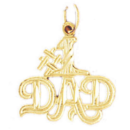14K GOLD SAYING CHARM - #1 DAD #9880