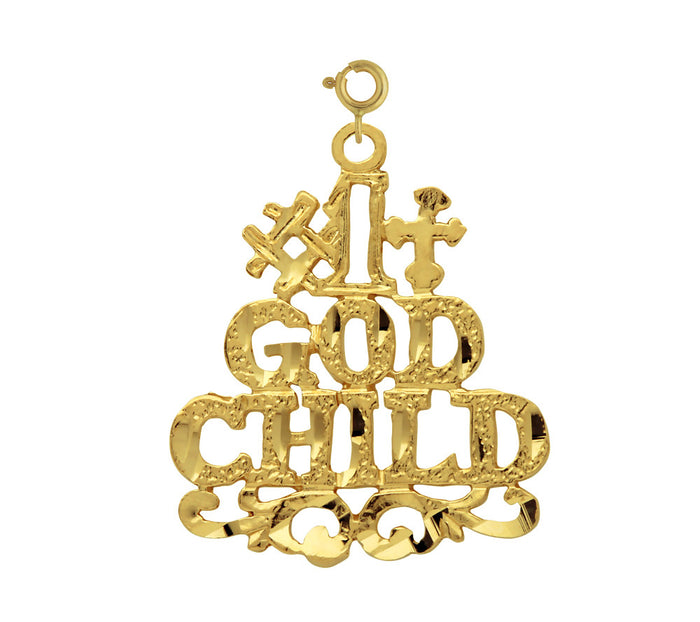 14K GOLD SAYING CHARM - #1 GODCHILD #10476