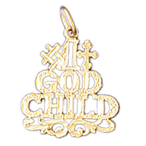 14K GOLD SAYING CHARM - #1 GODCHILD #10477