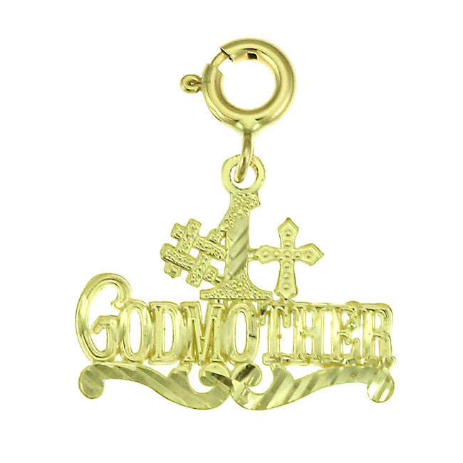 14K GOLD SAYING CHARM - #1 GODMOTHER #10474