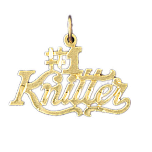 14K GOLD SAYING CHARM - #1 KNITTER #10805