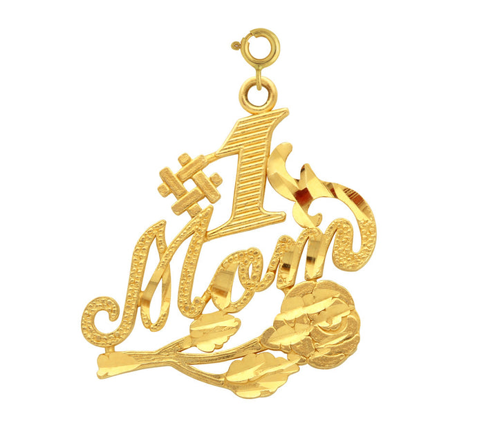 14K GOLD SAYING CHARM - #1 MOM #9792