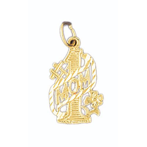 14K GOLD SAYING CHARM - #1 MOM #9809