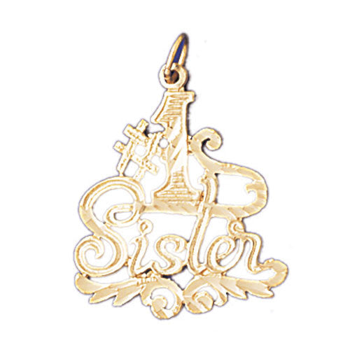 14K GOLD SAYING CHARM - #1 SISTER #9942